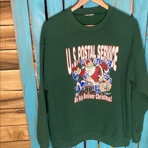 Vintage Christmas U.S. Postal Service Green crewneck Sweatshirt size large